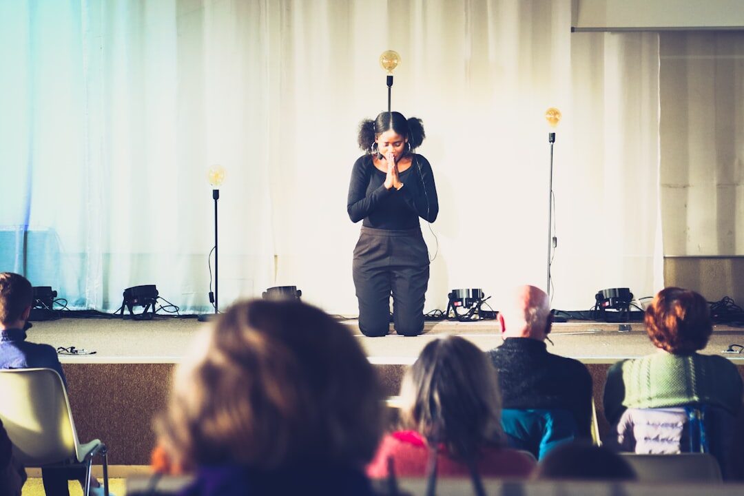 confident speaker engaging audience