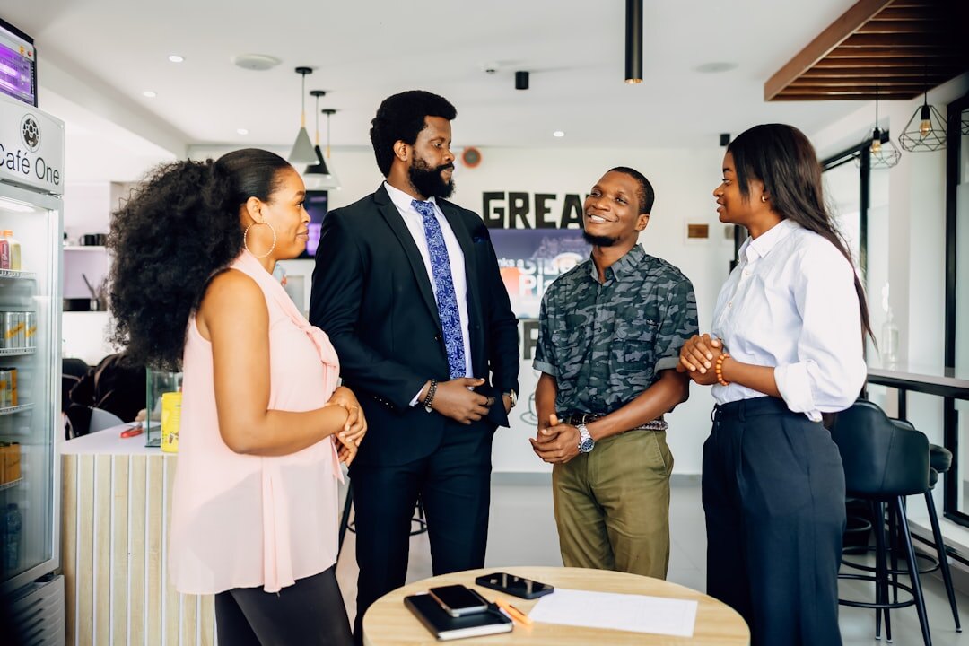 diverse group having conversation